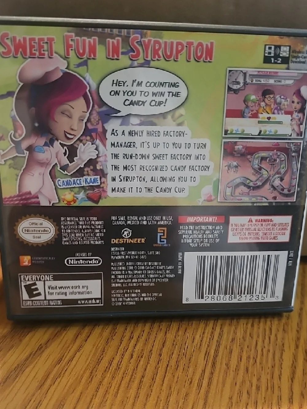 Nintendo DS Candy Factory – Green & Pink Cover Artwork Book Included